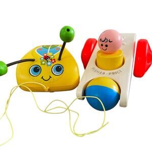 Vintage 1970’s Fisher-Price Colorful Push/Pull-Along Toys